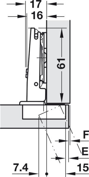 Петля Metalla 510 A/SM накладная (Free Fold*), УО 120°, 48/6 мм, h=11 мм, без SC